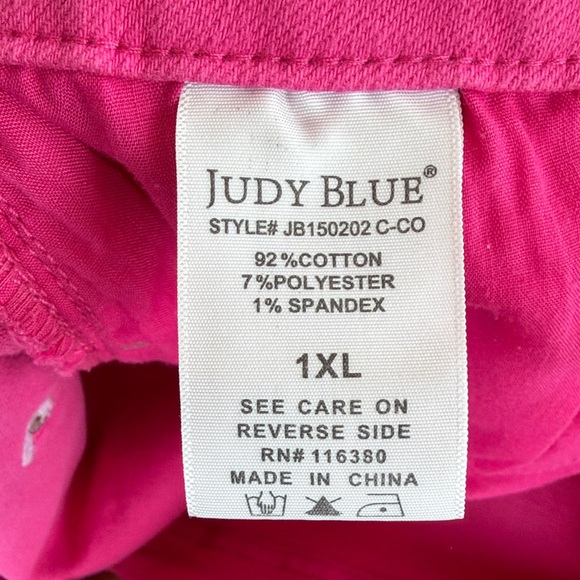 Judy Blue Hot Pink Jean Shorts. Womens 1XL Have stretch 4 inch Inseam. Colorful - Picture 4 of 8